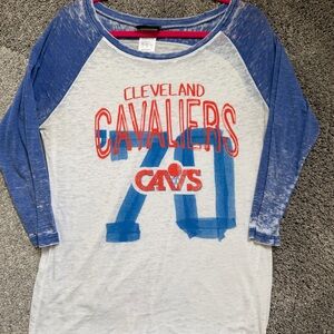 Off the shoulder Cleveland Cavaliers Kids Raglan Shirt - Blue and White